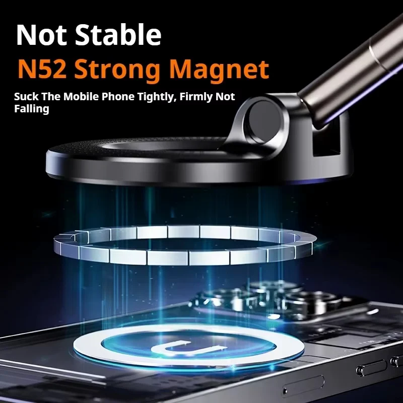 Magnetic Vacuum Suction Mobile Holder, Multiple Angle Adjustment, Retractable, Strong Magnetic Attachment.